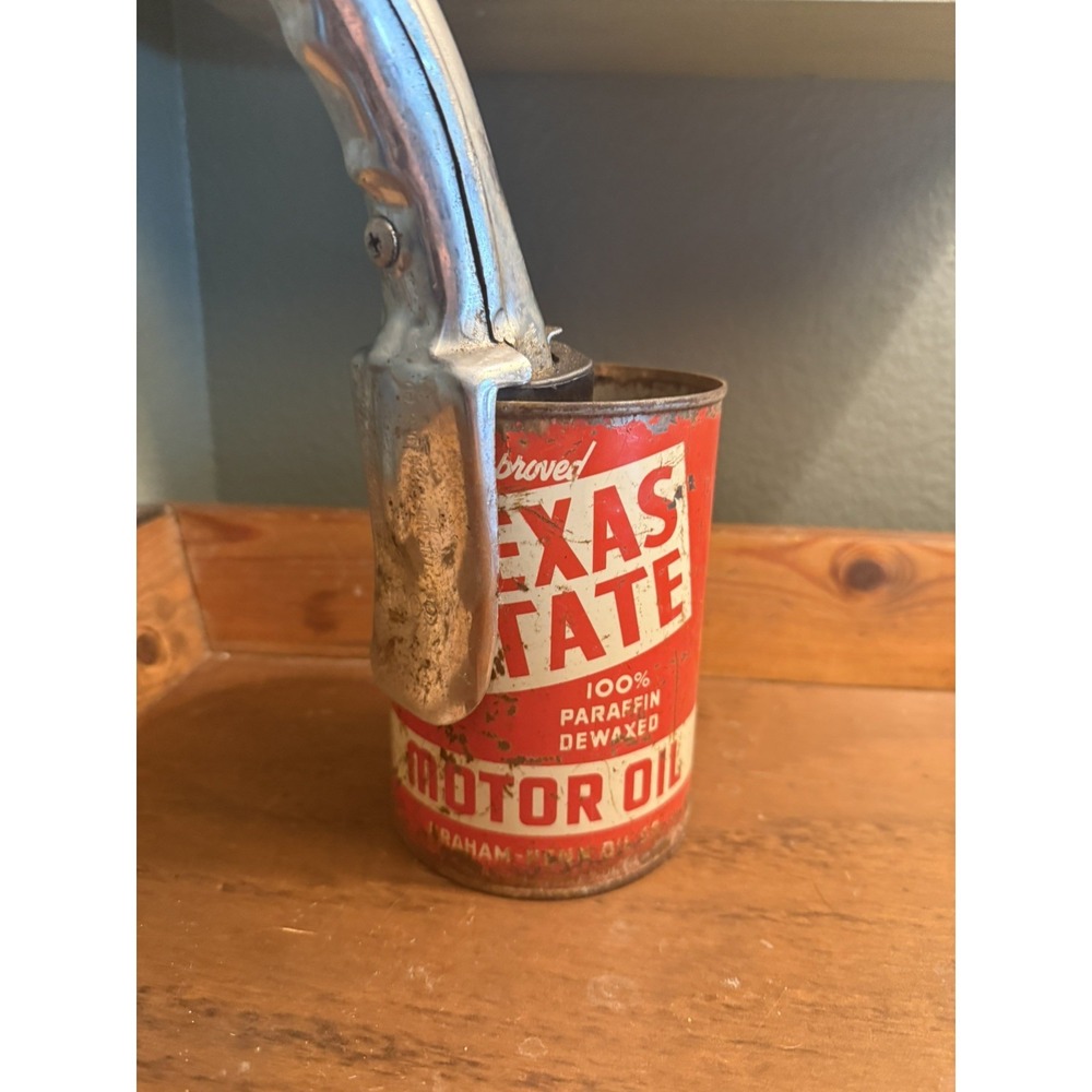 Vintage Texas State Motor Oil Can Vintage Spout Petroliana Gas Oil Advertising